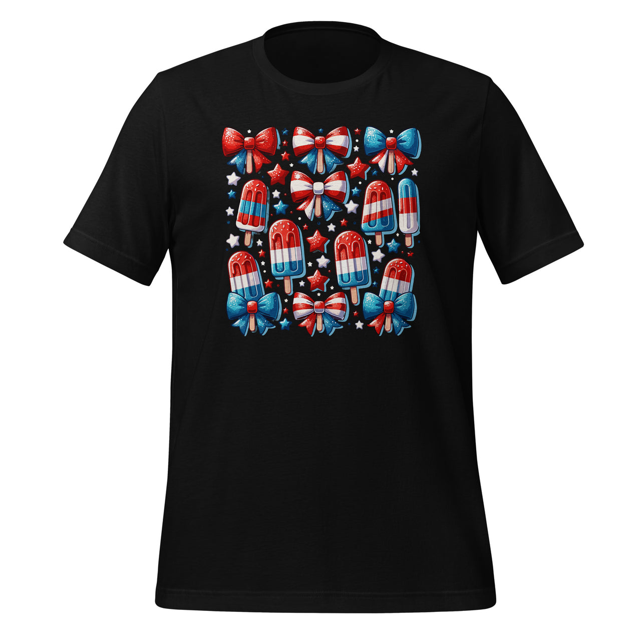 4th of July Cute Popsicle Bows Patriotic American Unisex T-Shirt