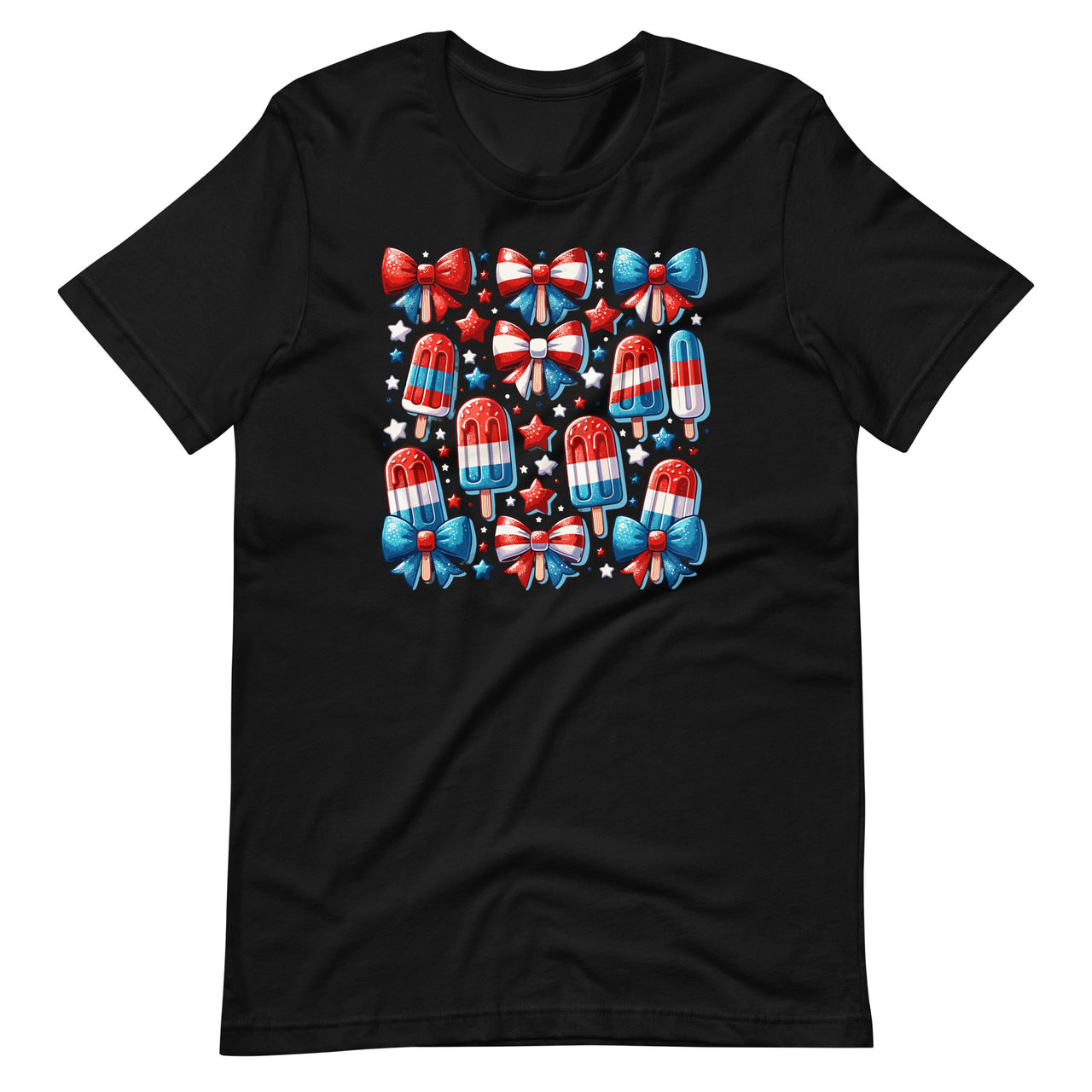 4th of July Cute Popsicle Bows Patriotic American Unisex T-Shirt
