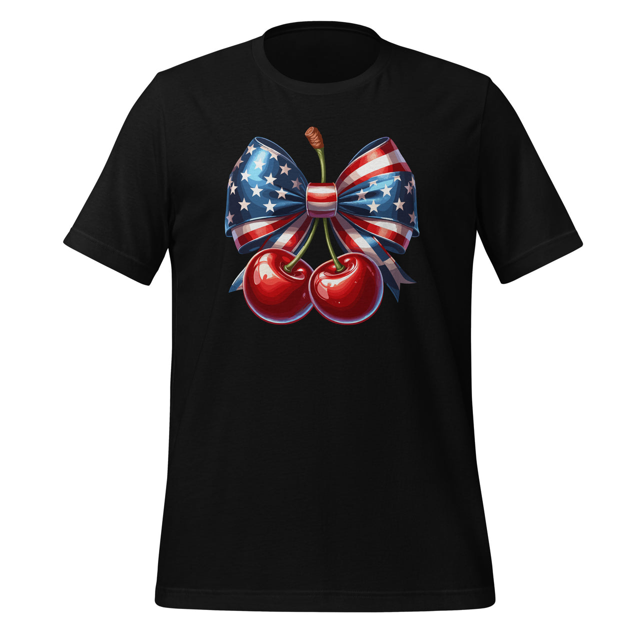 4th of July Celebration Cherries with Bows Patriotic American Unisex T-Shirt