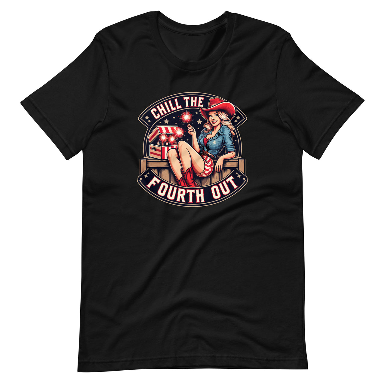 Chill The Fourth Out Cowgirl Happy 4th Of July Stars Stripes Unisex T-Shirt