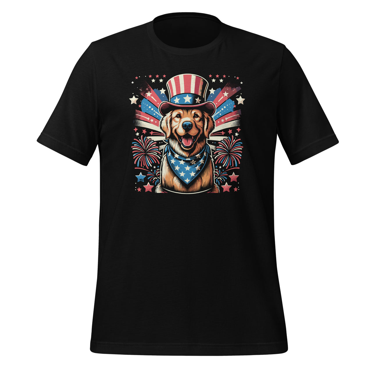 4th Of July Us Flag Golden Retriever Fireworks American Unisex T-Shirt