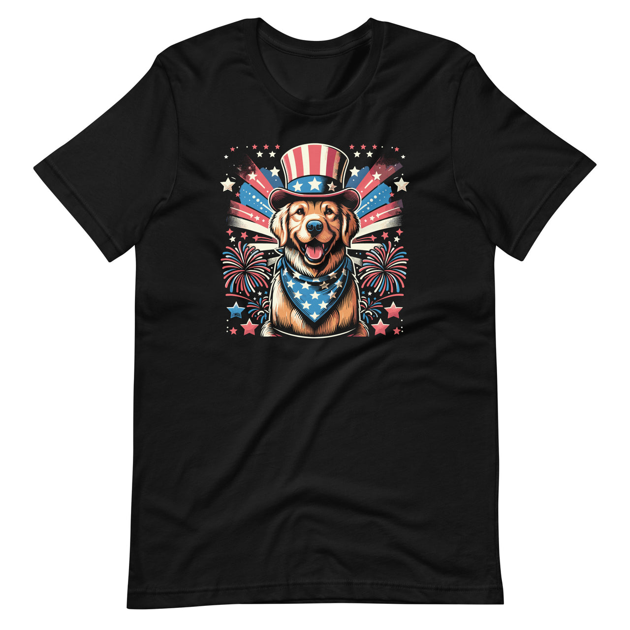 4th Of July Us Flag Golden Retriever Fireworks American Unisex T-Shirt