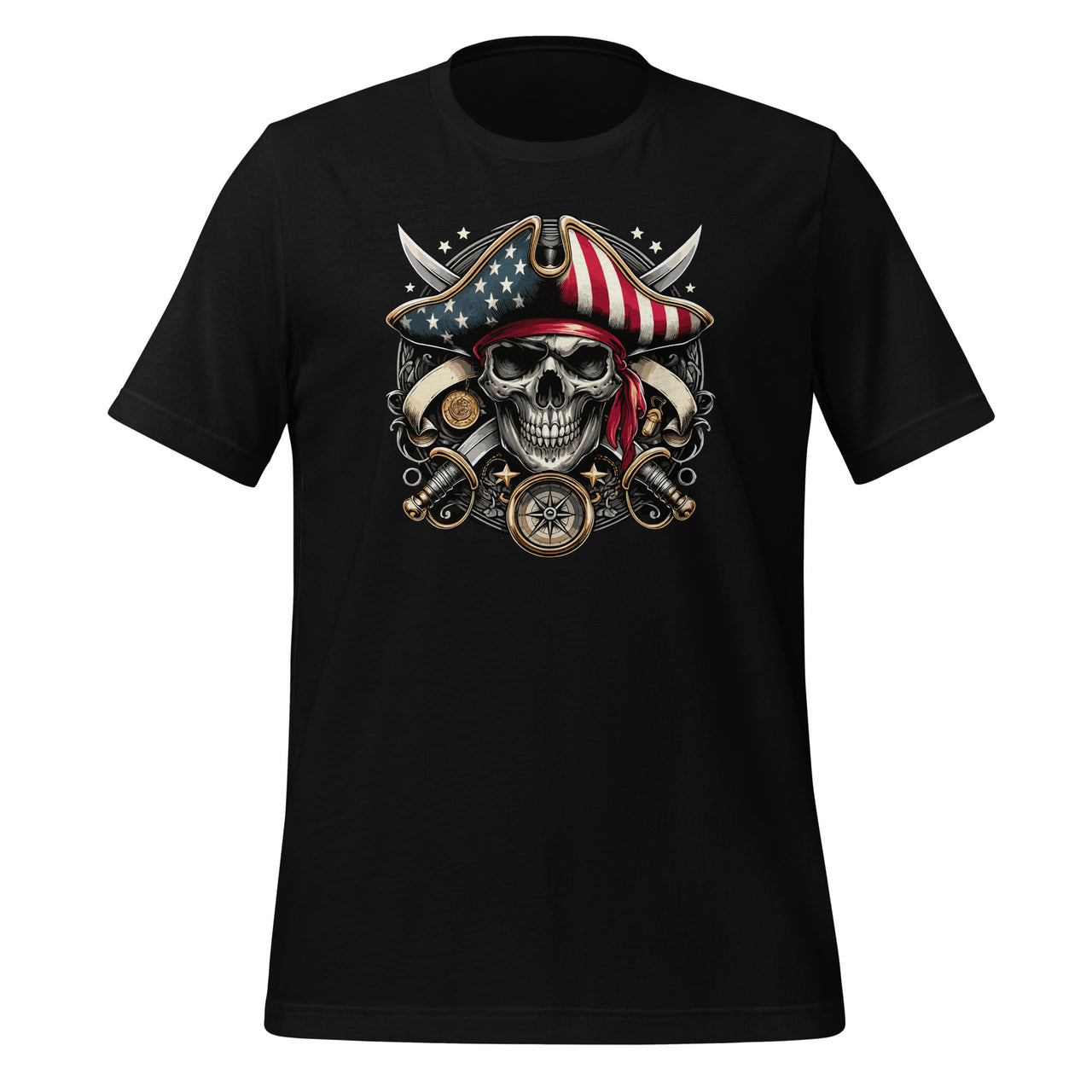 Pirate 4th of July American Flag USA America Funny Unisex T-Shirt