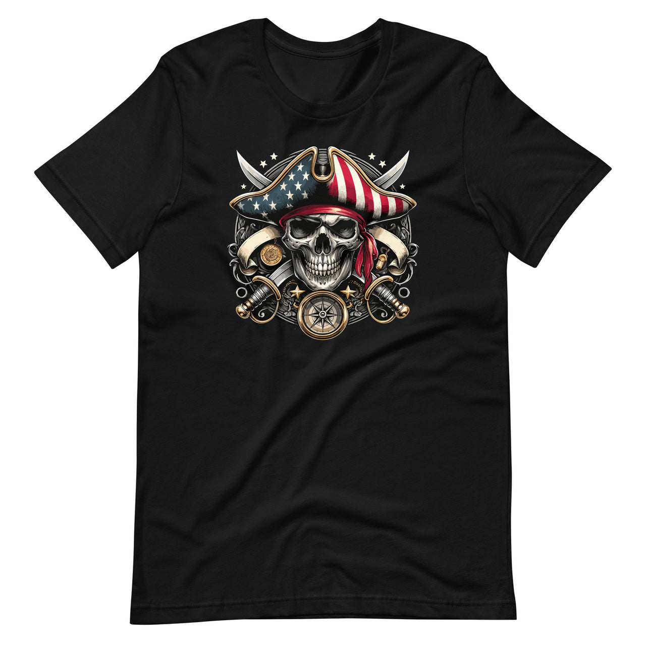 Pirate 4th of July American Flag USA America Funny Unisex T-Shirt