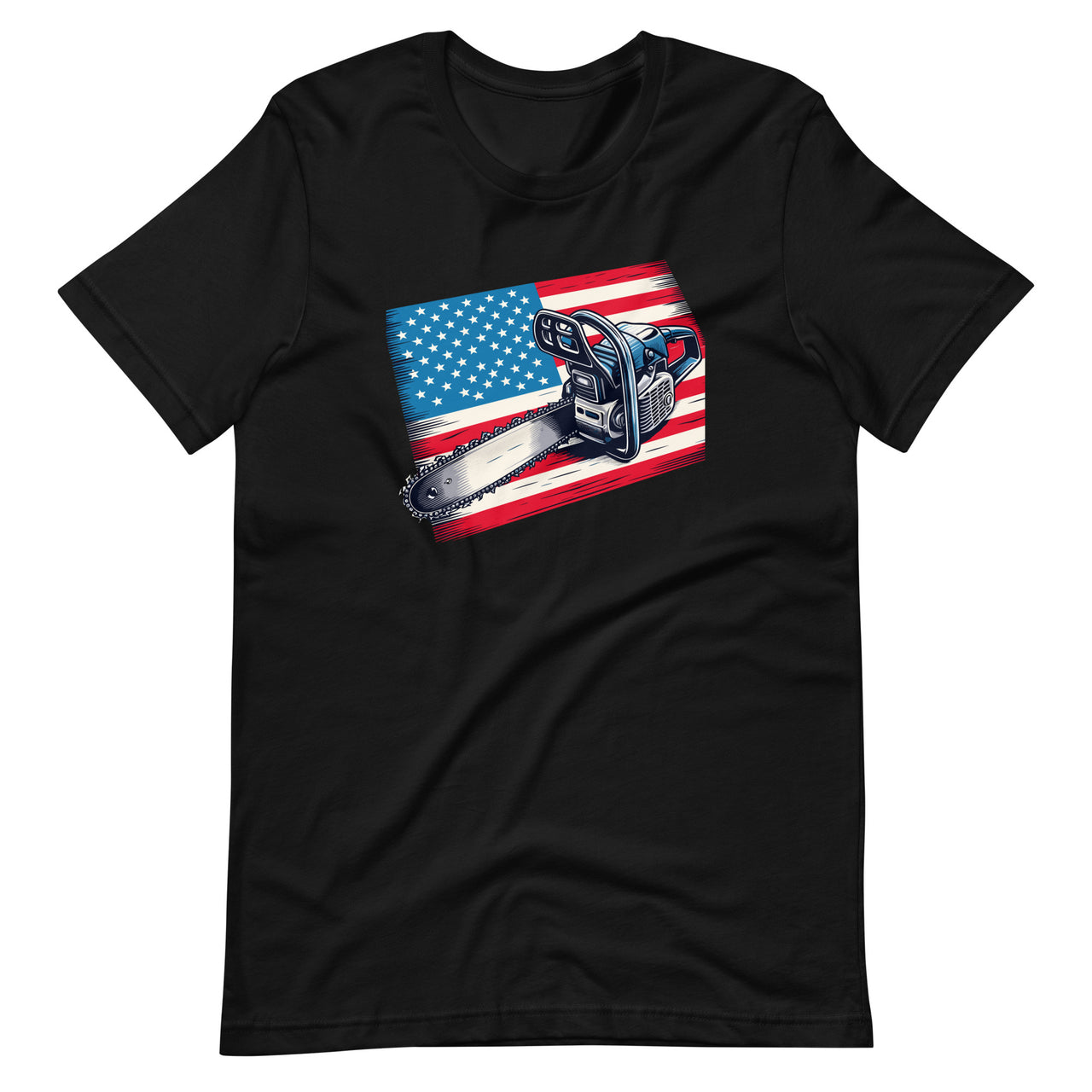 Patriotic American Flag 4th Of July Chainsaw Logger Unisex T-Shirt