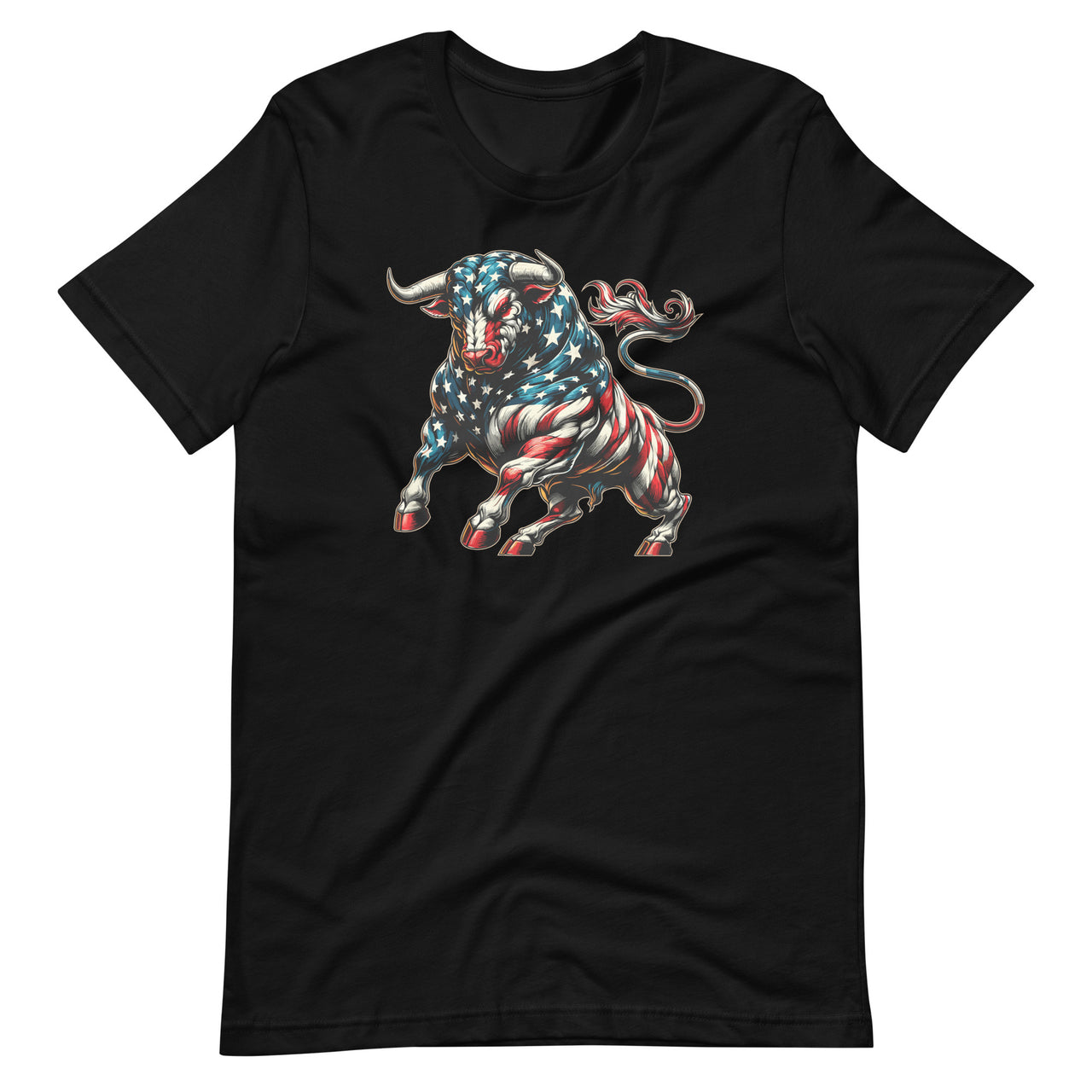 Vintage American Patriot Bull Cow 4th Of July America Flag Unisex T-Shirt
