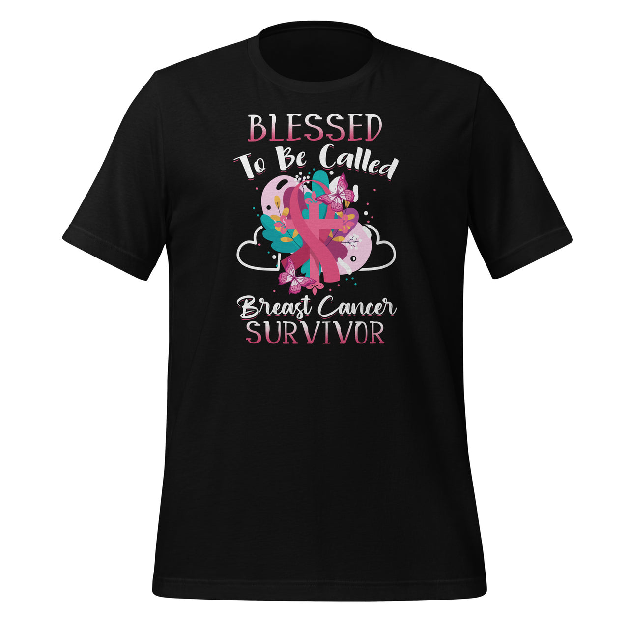 Blessed To Be Called Breast Cancer Survivor Pink Butterfly Short-Sleeve Unisex T-Shirt