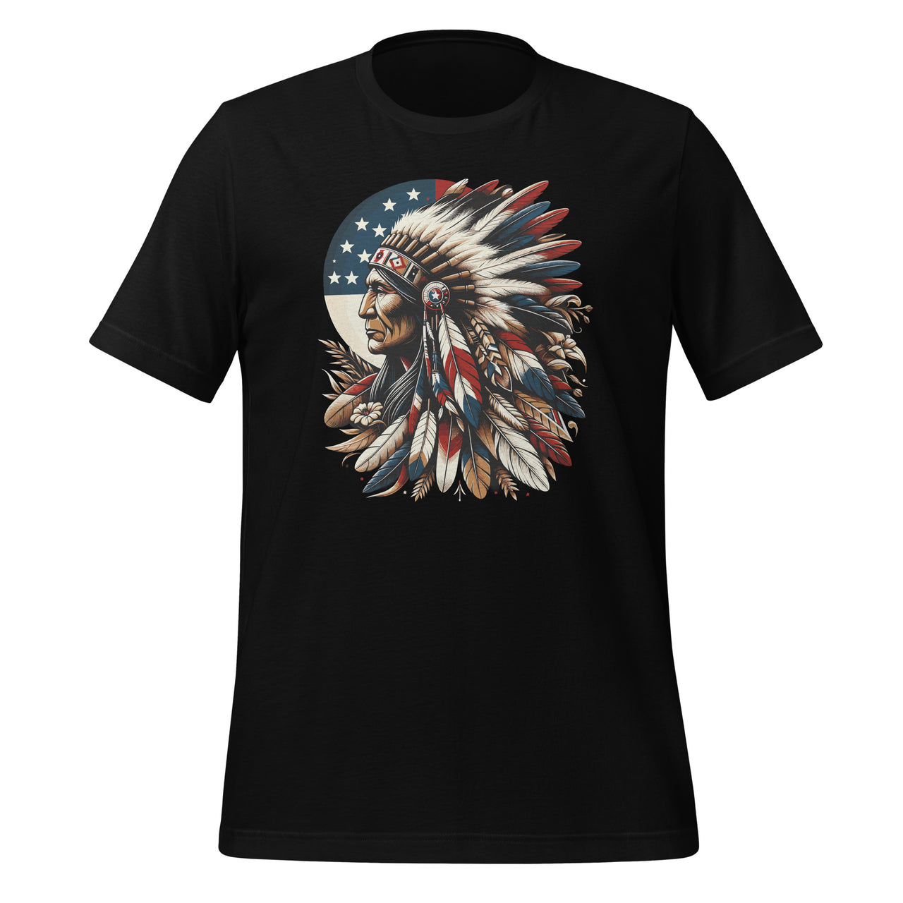 Native American Indian Chief American USA Flag Indigenous Unisex T-Shirt