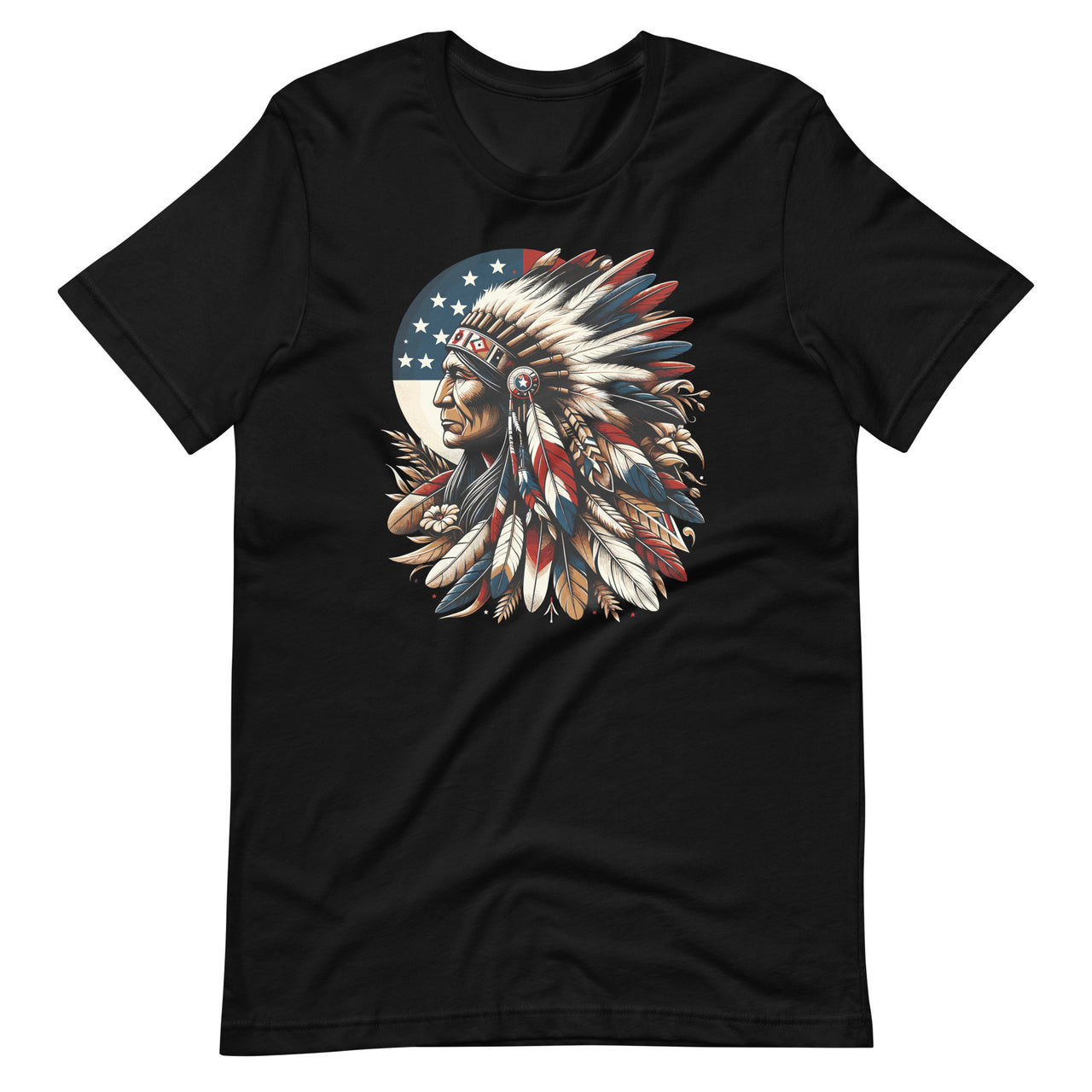 Native American Indian Chief American USA Flag Indigenous Unisex T-Shirt